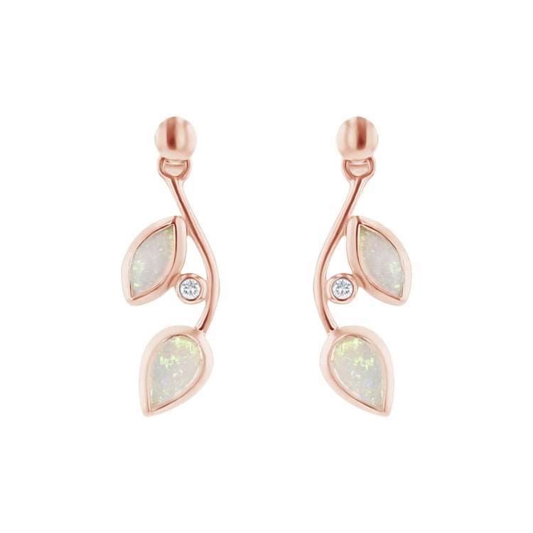 Opálové náušnice ve tvaru lístků s diamanty Corbett