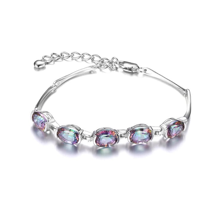 Stříbrný náramek s duhovými quartzy Mystic