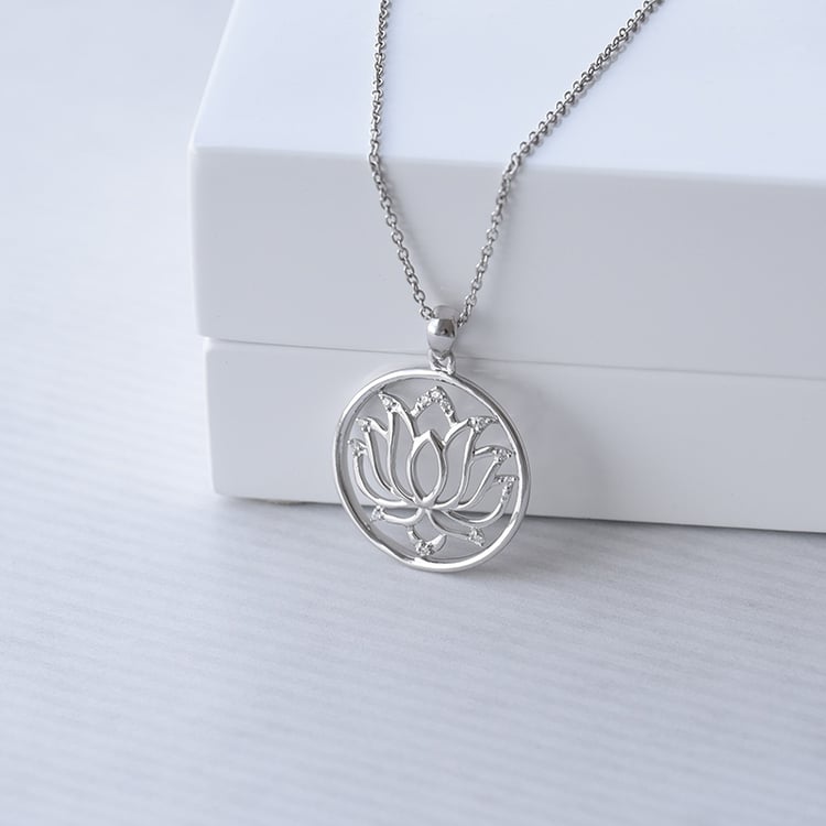 Stříbrný přívěsek lotos s lab-grown diamanty Yule 104431