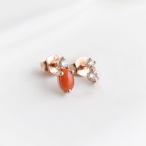 Cluster náušnice s korálem, morganitem a diamanty Roseann