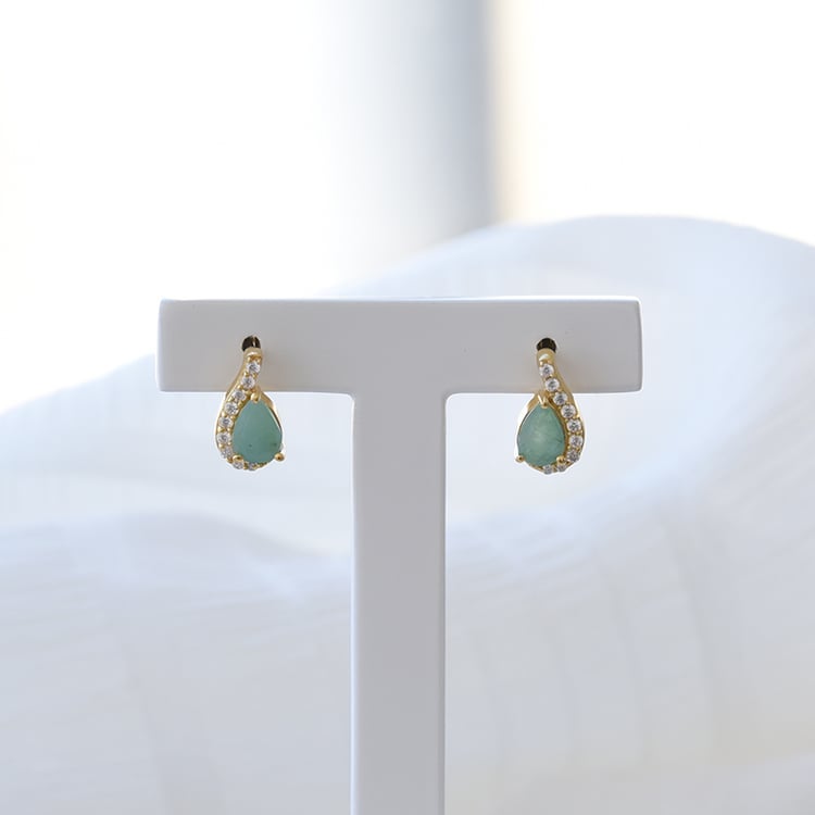 Pozlacené náušnice se smaragdy a zirkony 67961