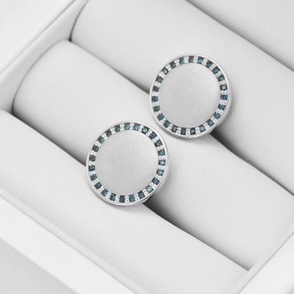 Stříbrné manžetové knoflíčky s modrými diamanty Tallis