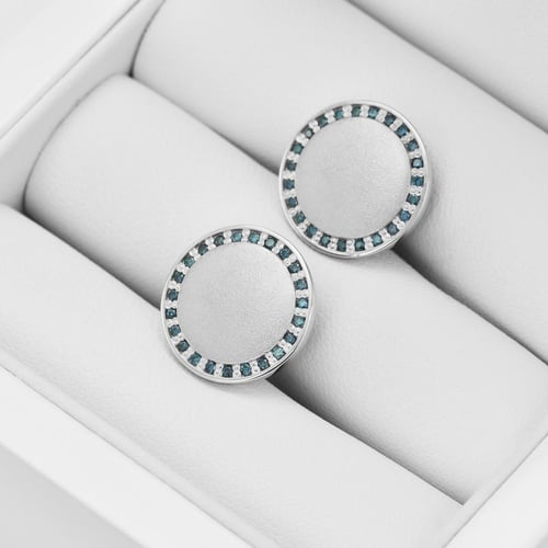 Stříbrné manžetové knoflíčky s modrými diamanty Tallis
