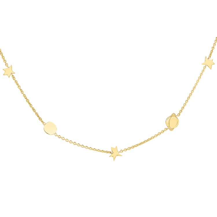 Stříbrný náhrdelník s planetami a hvězdami Malý princ 141765