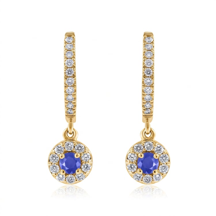 Půvabné stříbrné náušnice s modrými safíry a lab-grown diamanty Donna 169442