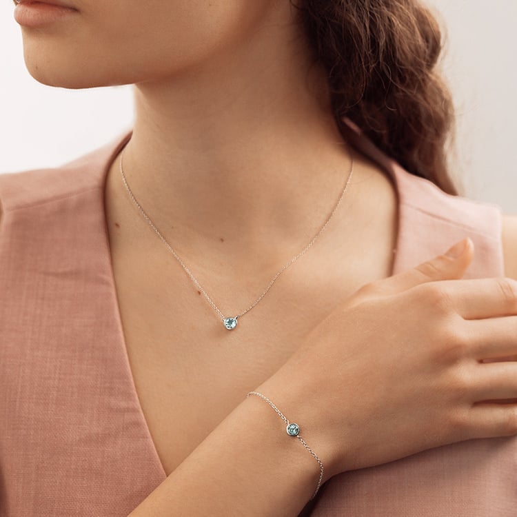 Stříbrný náhrdelník s akvamarínem Jonie 153303