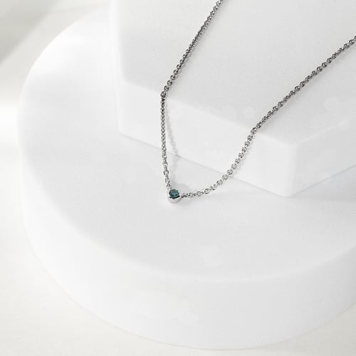 Stříbrný minimalistický náhrdelník s modrým diamantem Glosie