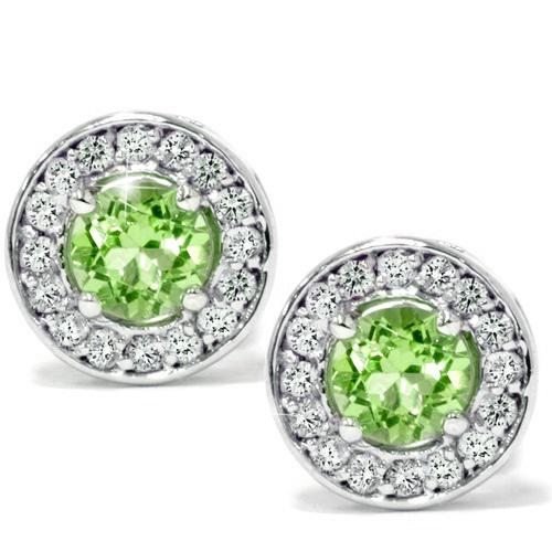 Zlaté náušnice s olivíny a diamanty 5372