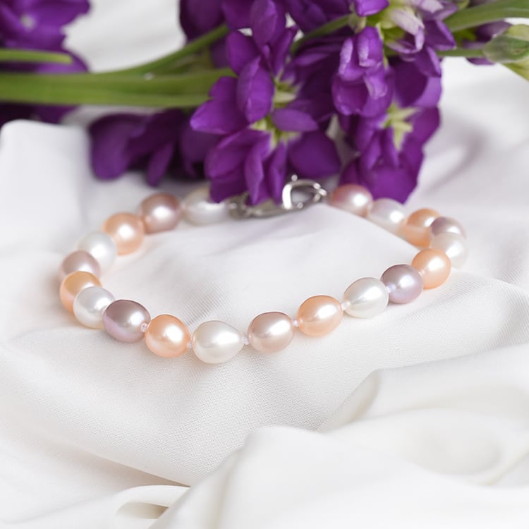 Stříbrný náramek s barvenými perlami 83593