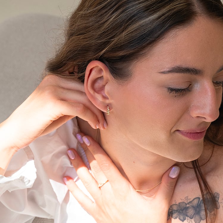 Stříbrné cluster kruhové náušnice s topazy, quartzy a olivíny Limone 143229