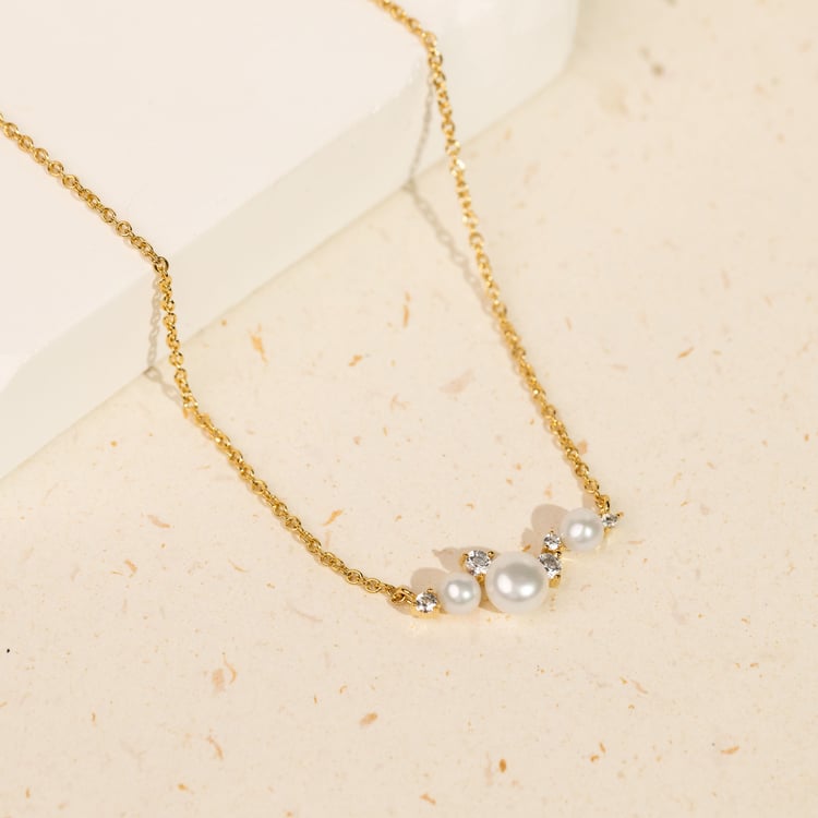 Stříbrný perlový náhrdelník s bílými topazy Tahira 163950