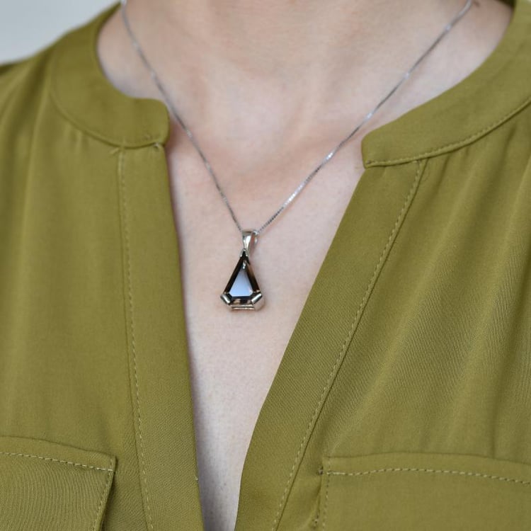 Stříbrný náhrdelník s kouřovým quartzem Buell 20458