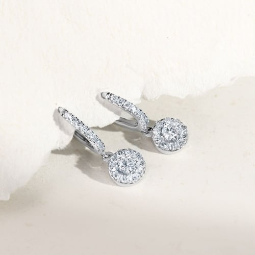 Stříbrné kruhové náušnice s 0.13ct lab-grown diamantem Madhu