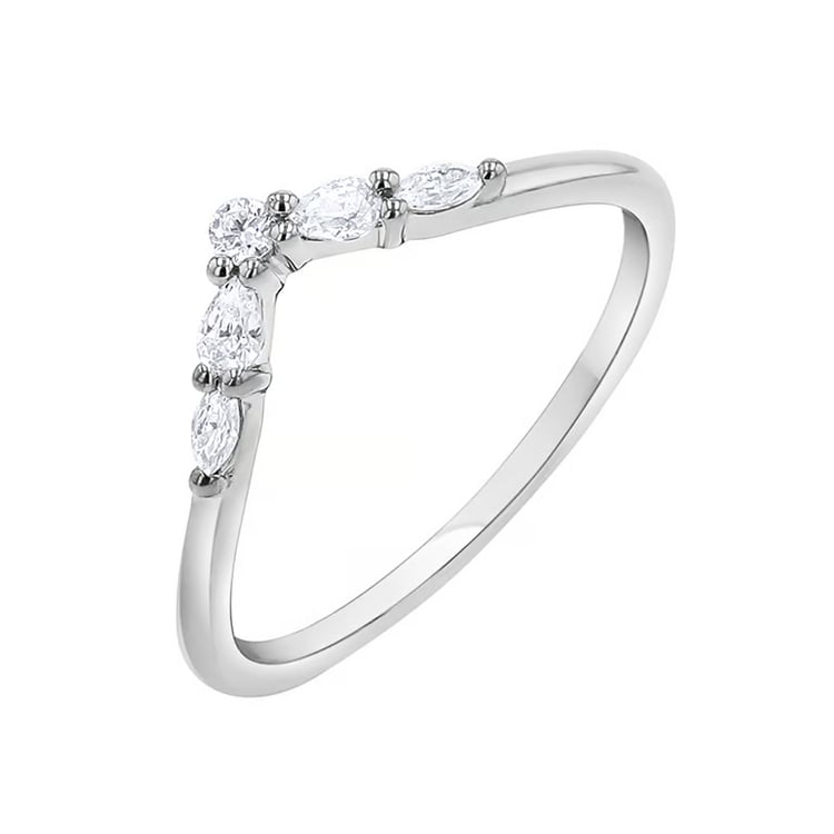 Vykrojený rozvodový prsten s round, pear a marquise lab-grown diamanty Iman 166220