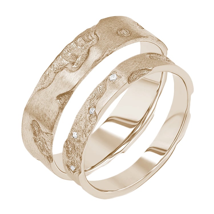 Snubní prsteny s ručně rytým povrchem Cley