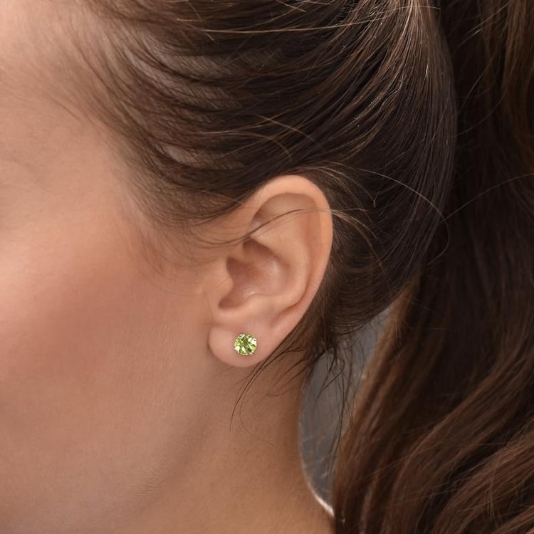 Zlaté náušnice s okrouhlými olivíny 34781