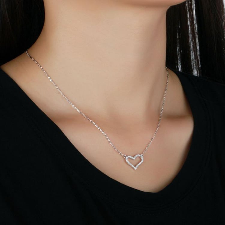 Stříbrný platinovaný náhrdelnik Heart 7513