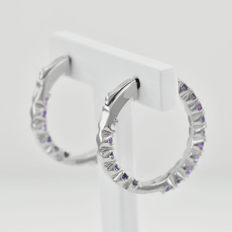 Elegantní stříbrné náušnice s ametysty 35738