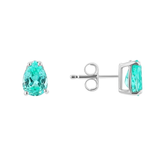 Zlaté náušnice s pear lab-grown paraiba turmalínem Yara