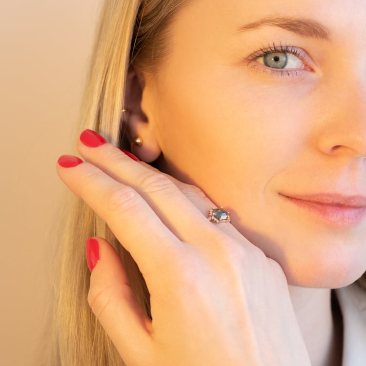 Prsten s hexagon salt and pepper diamantem Wiley 101199