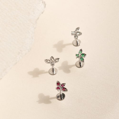Zlatá piercing náušnice s nebesky modrými topazy Amina