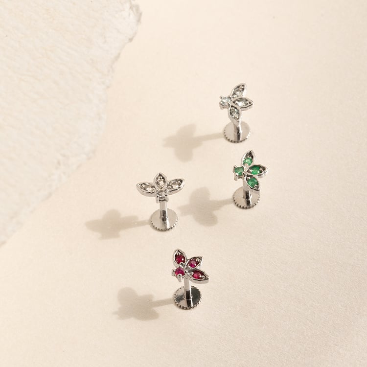 Zlatá piercing náušnice s nebesky modrými topazy Amina 138288