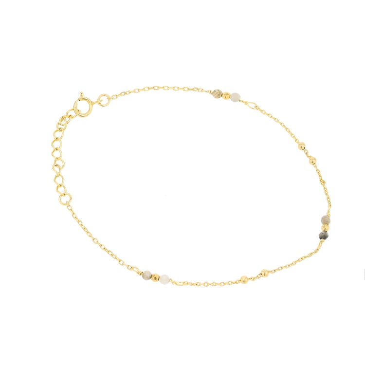 Stříbrný pozlacený náramek se smaragdovými korálky Keeley