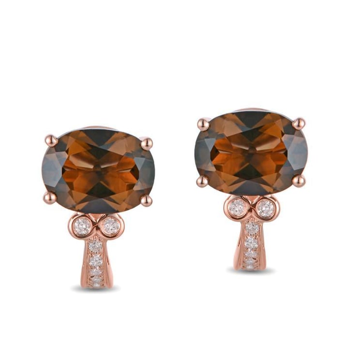 Zlaté náušnice s kouřovým topazem a diamanty Naomie