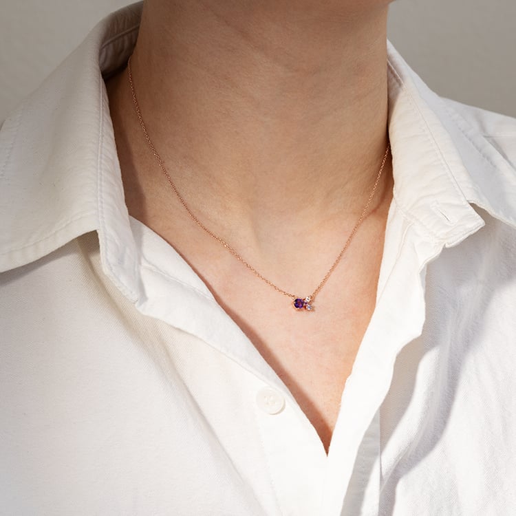 Stříbrná cluster kolekce šperků s ametysty a drahokamy Halli 131249