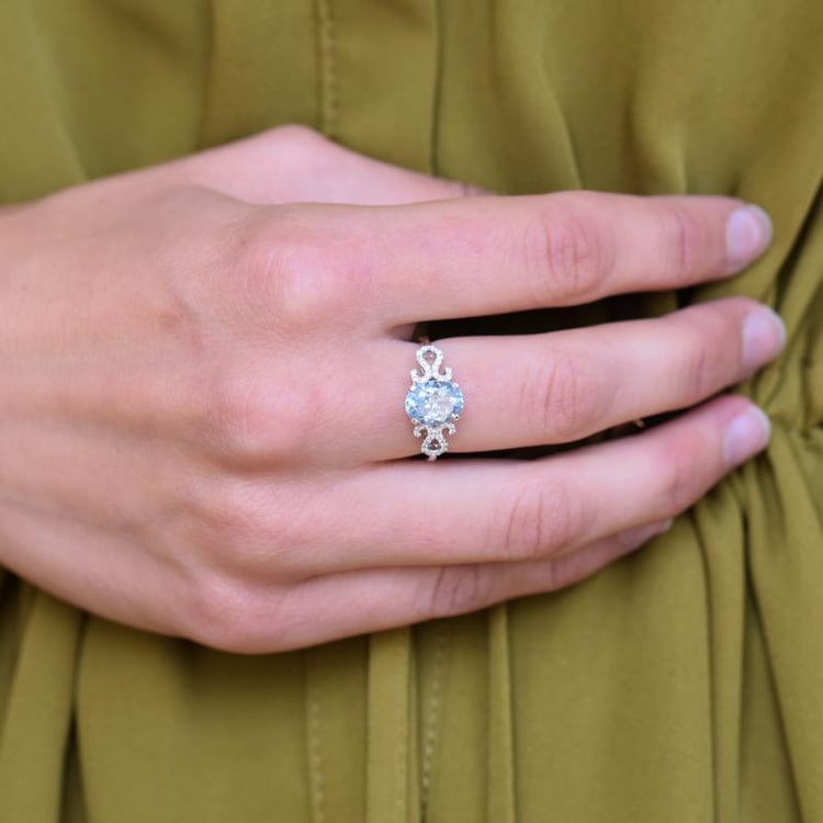 Zásnubní akavamrínový prsten 6187