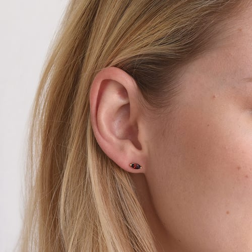 Minimalistické stříbrné náušnice s granáty Andine