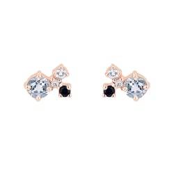 Cluster náušnice s akvamarínem, safírem, měsíčním kamenem a diamantem Kerrie