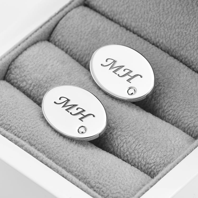 Stříbrné manžetové knoflíčky s diamanty 69812