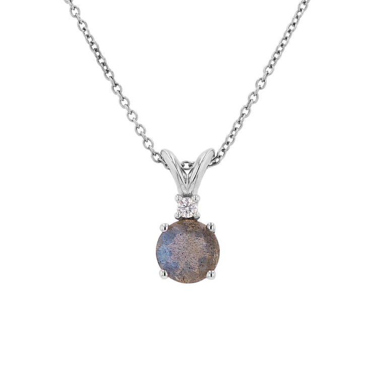 Přívěsek s labradoritem z bílého zlata 78381