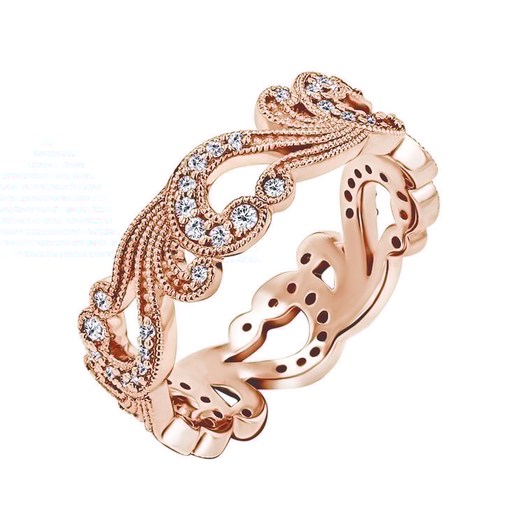 Zlatý vintage eternity prsten s diamanty a pánský plochý prsten Christine 139146