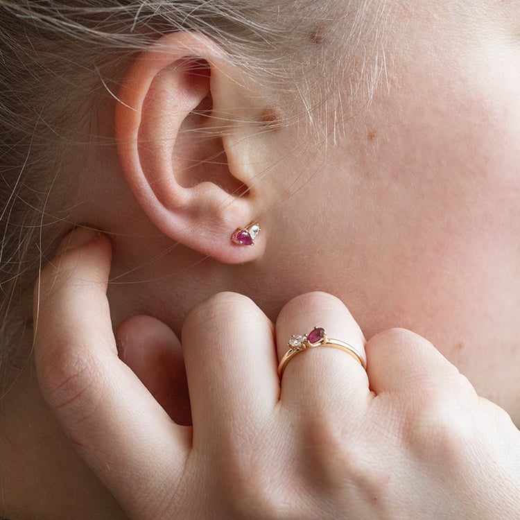 Prsten Toi et Moi s rubínem a lab-grown diamantem Caro 134932