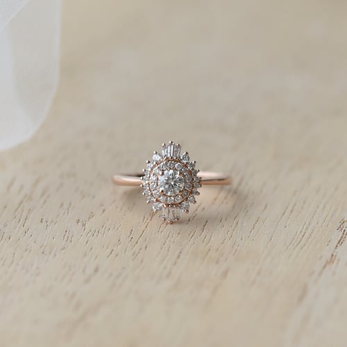 Zlatý prsten s moissanitem a lab-grown diamanty Deizy