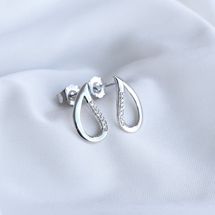 Stříbrné náušnice ve tvaru kapek s lab-grown diamanty Moyna 104149