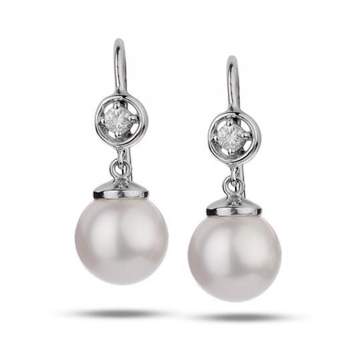 Perlové náušnice s diamanty