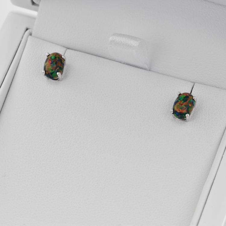 Náušnice s černými opály 25855