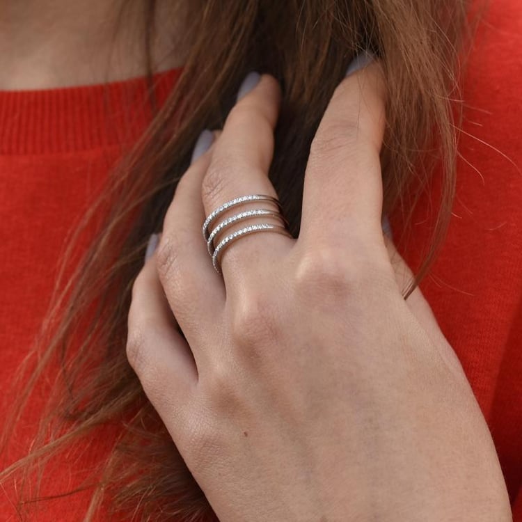 Trojitý prsten ze zlata s diamanty 49759