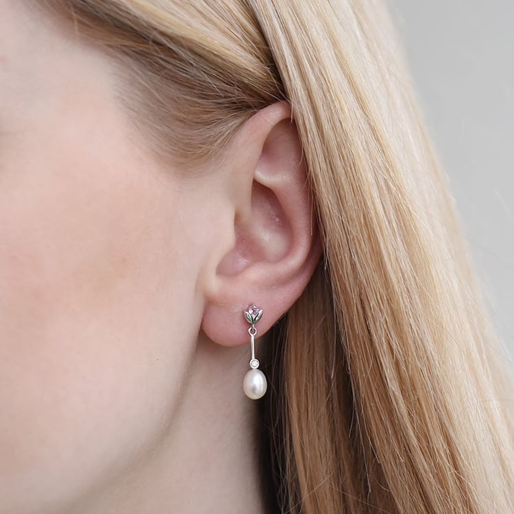 Perlové náušnice se safíry 91234