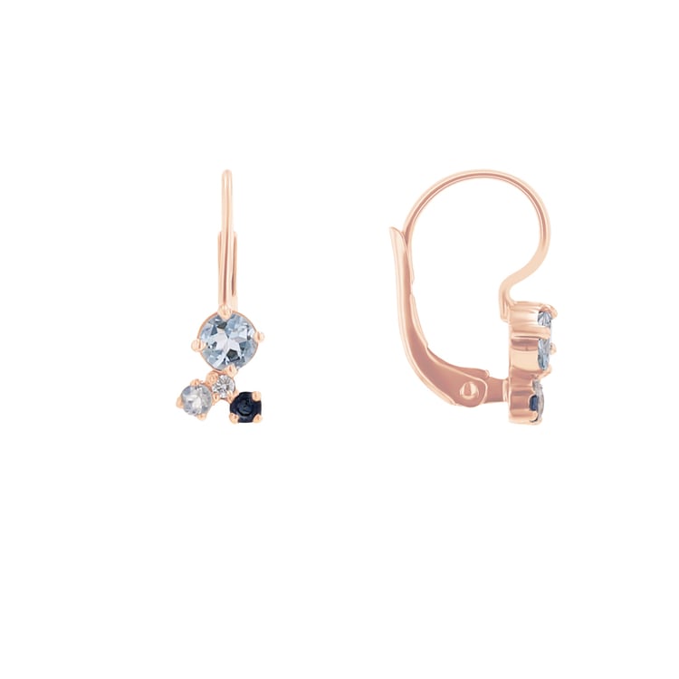 Visací cluster náušnice s akvamarínem, safírem, měsíčním kamenem a diamantem Kerrie 110717