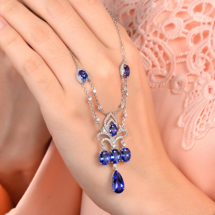 Zlat tanzanitový náhrdelník 9835