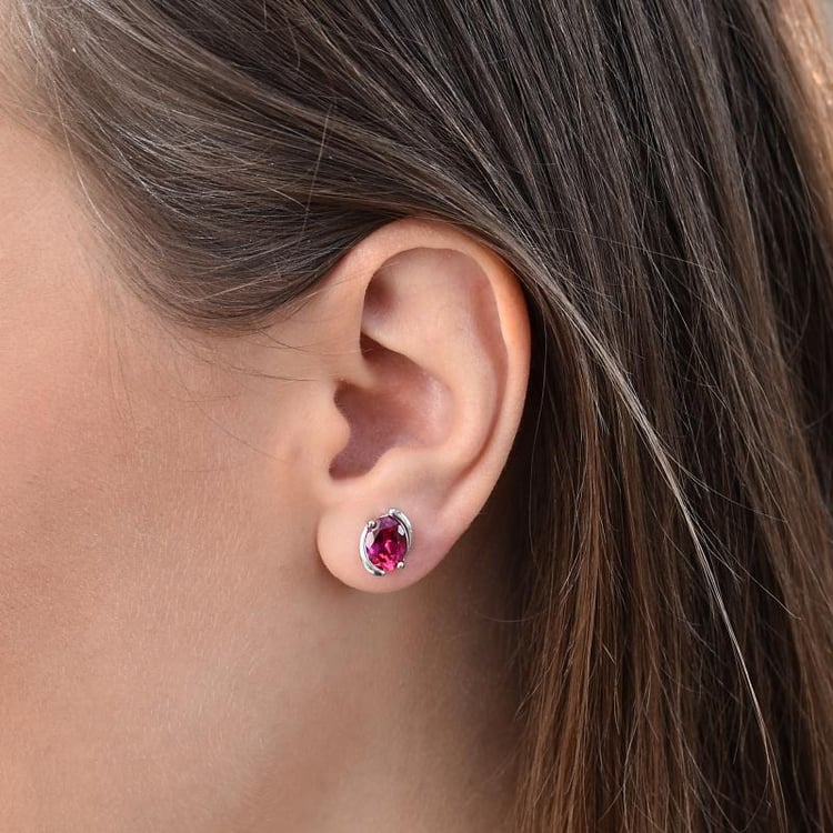 Rubínové náušnice ze stříbra 30498
