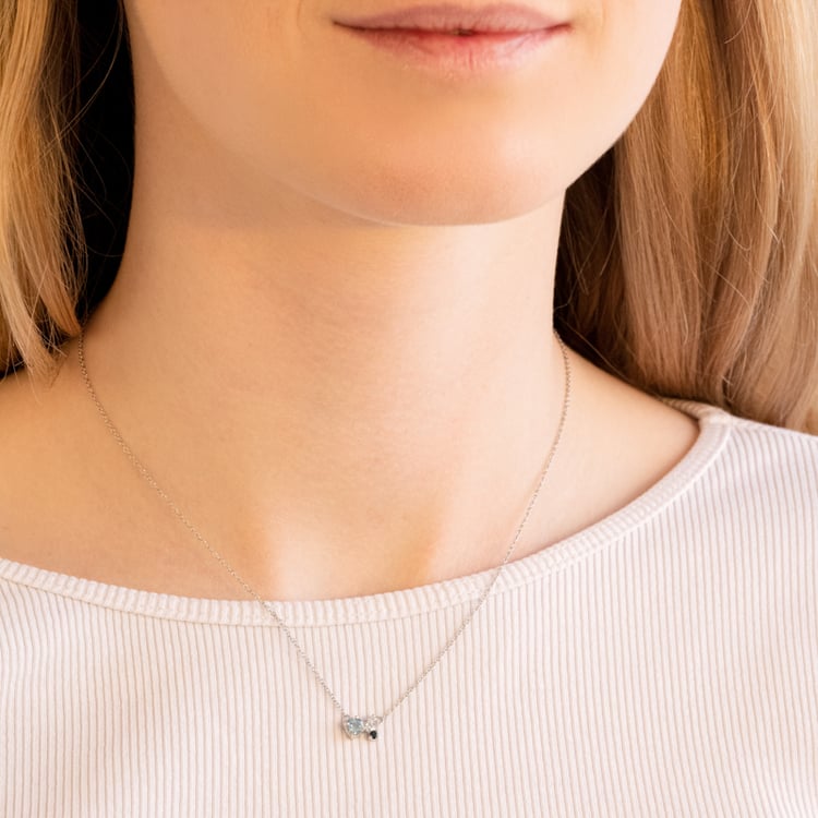 Cluster náhrdelník s akvamarínem, safírem, měsíčním kamenem a diamantem Millie 101111