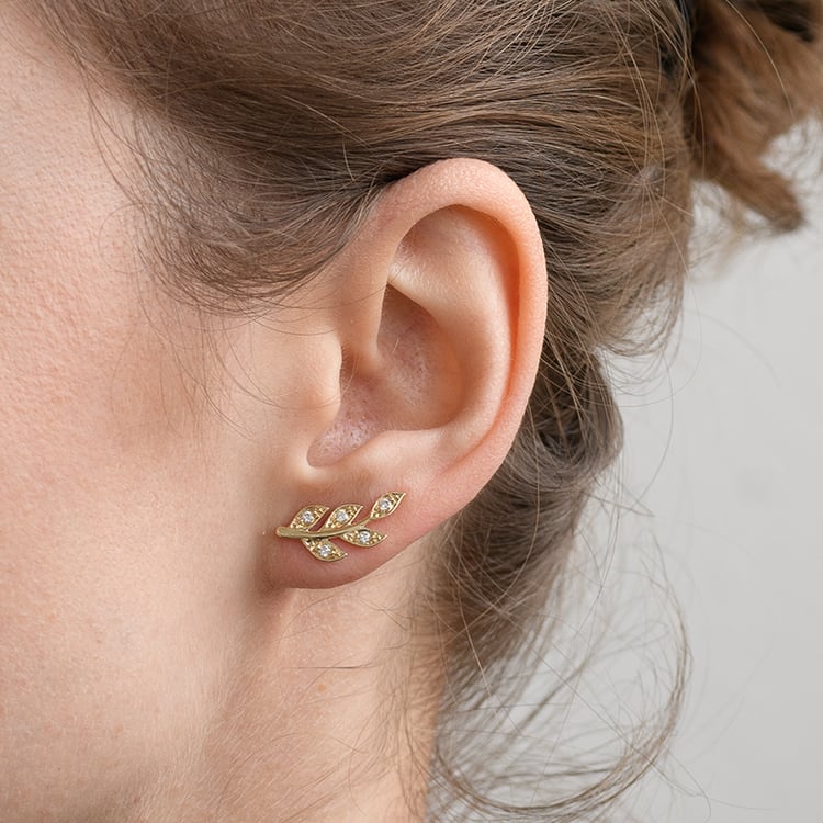 Diamantové náušnice ve tvaru lístků Jooa 134142