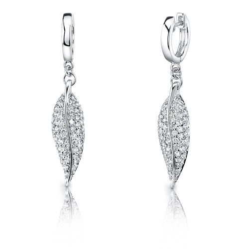 Stříbrné visací náušnice poseté zirkony Erki