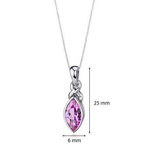 Stříbrný náhrdelník s růžovým marquise safírem Hester 5633