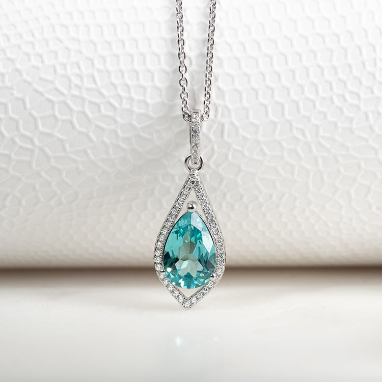 Stříbrný přívěsek se simulovaným turmalínem a zirkony Blory 133319